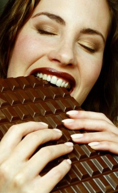 chocolate woman eating